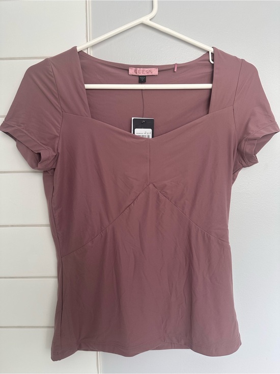 Guess Tops - GUESS Dusty Rose Square Neck Short Sleeve Top